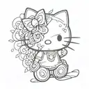 black hello kitty  tattoo design idea