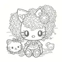 hello kitty with afro puffs tattoo design idea