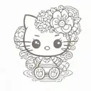 hello kitty with afro puffs tattoo design idea