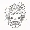 hello kitty with afro puffs tattoo design idea