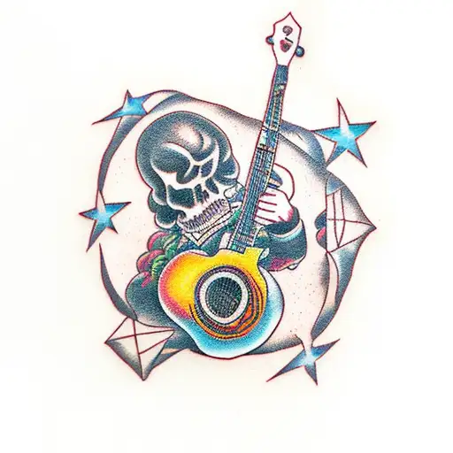 A rock-themed tattoo with a mariachi twist tattoo design idea