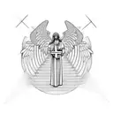 christian cross with angel wings tattoo design idea