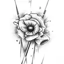 lightsaber with flowers tattoo design idea