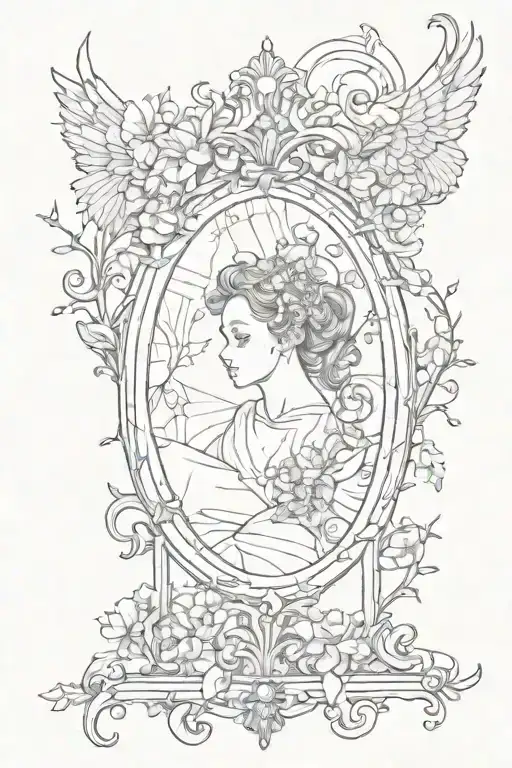 words "a broken mirror is a picture of beauty" tattoo design idea