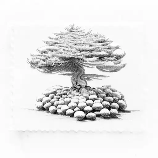 young juniper tree inside a stamp tattoo design idea