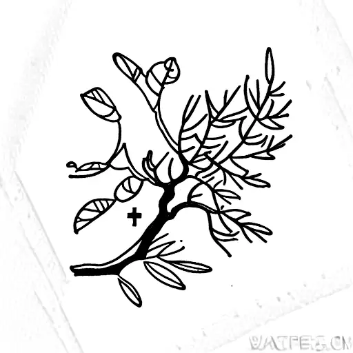 young juniper tree inside a small stamp tattoo design idea
