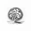 young juniper tree inside a small stamp tattoo design idea