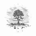 young juniper tree inside a small stamp tattoo design idea