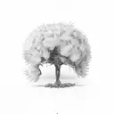 young juniper tree inside a stamp tattoo design idea