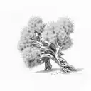 young juniper tree inside a stamp tattoo design idea