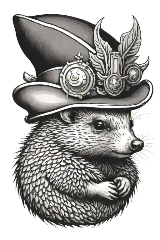 Hedgehod wearing a pope hat tattoo design idea