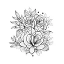 A blackwork design featuring a bookshelf filled with books, adorned with gardenia and honeysuckle flowers tattoo design idea