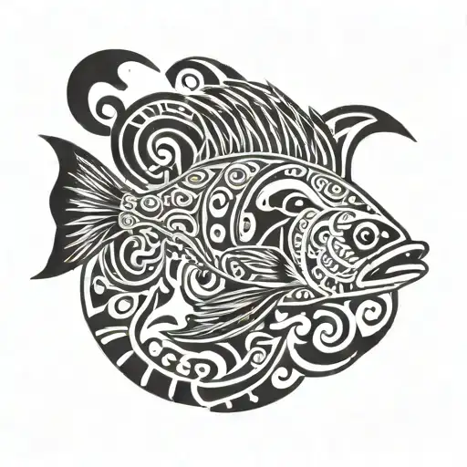 outline of alaska fist fish  tattoo design idea