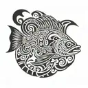 outline of alaska fist fish  tattoo design idea