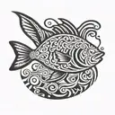 outline of alaska fist fish  tattoo design idea
