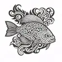 outline of alaska fist fish  tattoo design idea