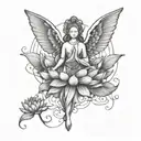 A sketch style tattoo of an angelic figure standing on a lotus flower, representing purity and enlightenment tattoo design idea