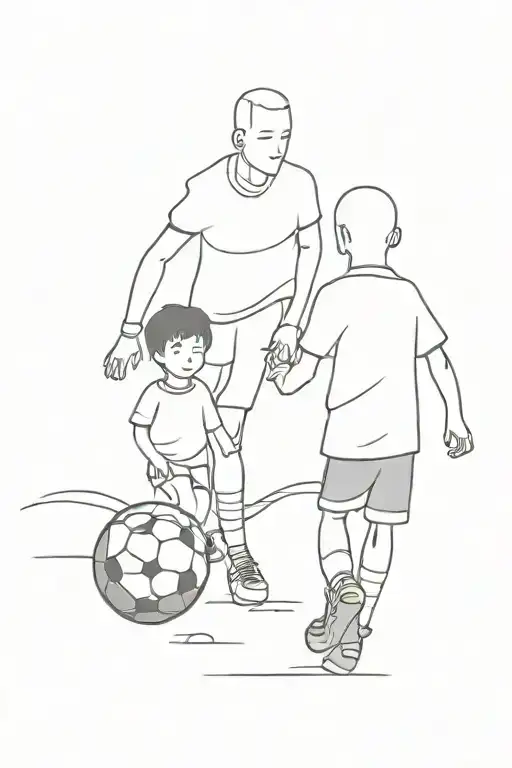 child boy football with dad tattoo design idea
