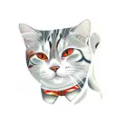 White and Orange Cat with a red and white tartan bowtie tattoo design idea