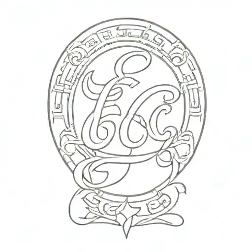 large 'EC' letters 'Live Your Life' script tattoo design idea