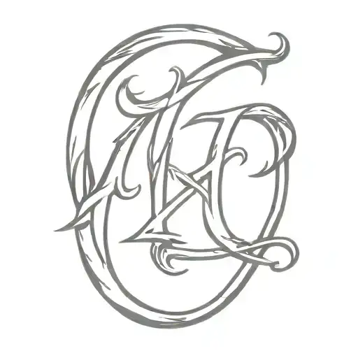 script font large letters E C tattoo design idea