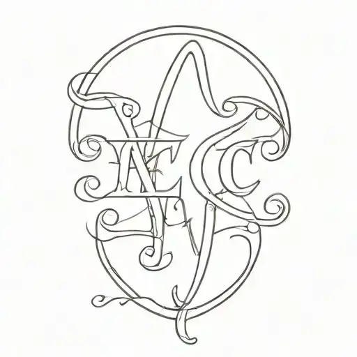 large 'EC' letters 'Live Your Life' script tattoo design idea