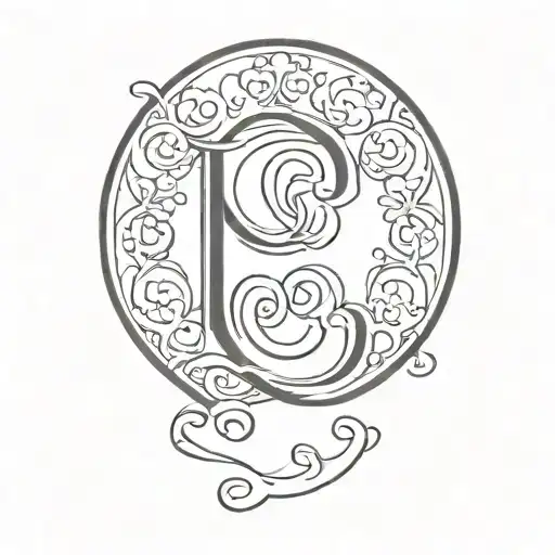 large initials "E C" tattoo design idea