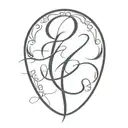 script font large letters E C tattoo design idea