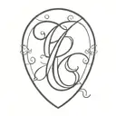 script font large letters E C tattoo design idea