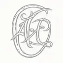 script font large letters E C tattoo design idea