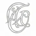 script font large letters E C tattoo design idea