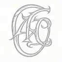 script font large letters E C tattoo design idea