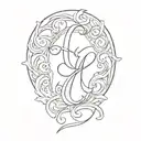 large 'EC' letters 'Live Your Life' script tattoo design idea