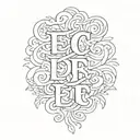 large 'EC' letters 'Live Your Life' script tattoo design idea