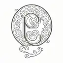 large initials "E C" tattoo design idea
