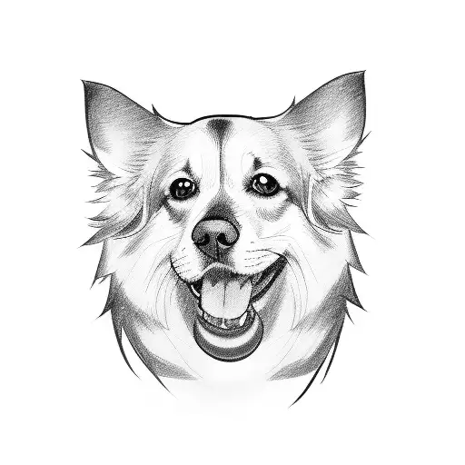 A sketch-style portrait of your beloved dog dressed as a character from your favorite anime tattoo design idea