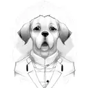 A sketch-style portrait of your beloved dog dressed as a character from your favorite anime tattoo design idea