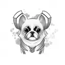 A sketch-style portrait of your beloved dog dressed as a character from your favorite anime tattoo design idea