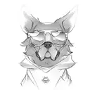 A sketch-style portrait of your beloved dog dressed as a character from your favorite anime tattoo design idea