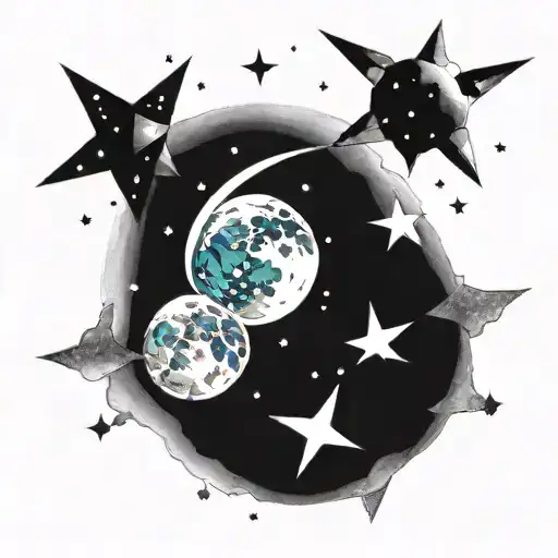 A celestial-themed tattoo featuring stars and constellations that hold special meaning for you and your family, with each star representing a member of your family shining brightly in the night sky tattoo design idea