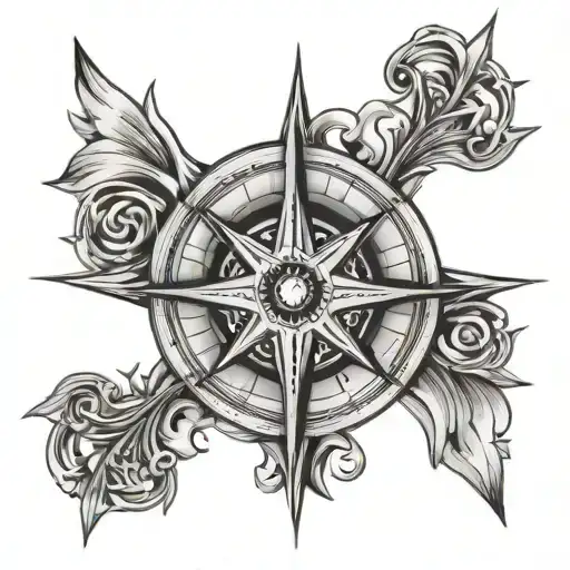 A stylized compass rose tattoo with each direction representing a different family member tattoo design idea