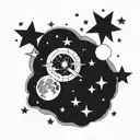 A celestial-themed tattoo featuring stars and constellations that hold special meaning for you and your family, with each star representing a member of your family shining brightly in the night sky tattoo design idea