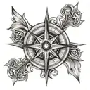 A stylized compass rose tattoo with each direction representing a different family member tattoo design idea