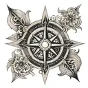 A stylized compass rose tattoo with each direction representing a different family member tattoo design idea