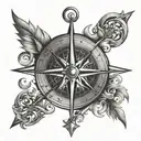 A stylized compass rose tattoo with each direction representing a different family member tattoo design idea