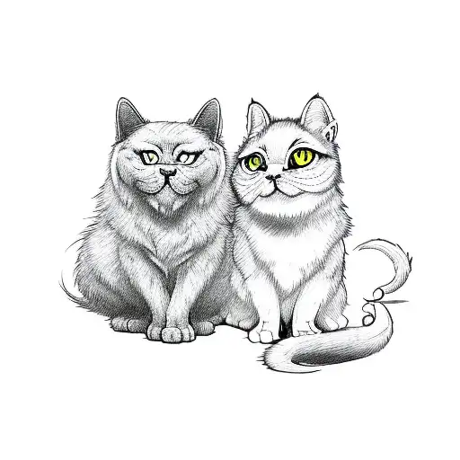 a cute ghost petting a ghost cat tattoo design idea