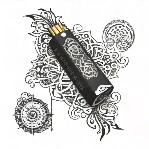 An intricate mandala design incorporating elements of a harmonica, a compass, and ocean waves tattoo design idea