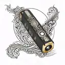 An intricate mandala design incorporating elements of a harmonica, a compass, and ocean waves tattoo design idea