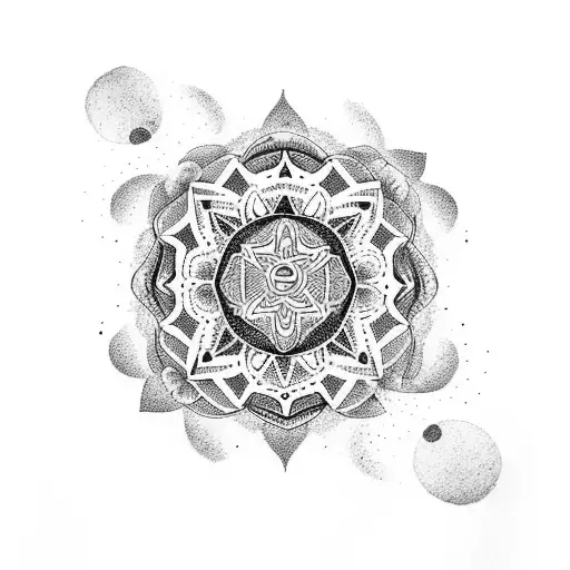 A hippie-inspired mandala design incorporating elements of tap dance and sunshine tattoo design idea