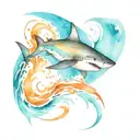 shark ocean waves tattoo design idea